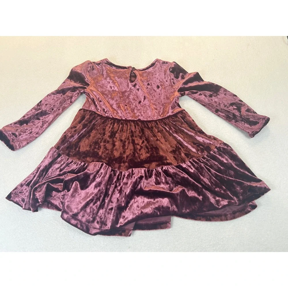 OshKosh B'gosh Tiered Dress Toddler 2T Purple Velvet Holiday